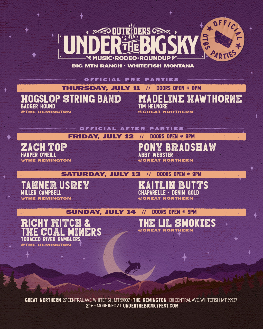 UTBS Parties • Under the Big Sky